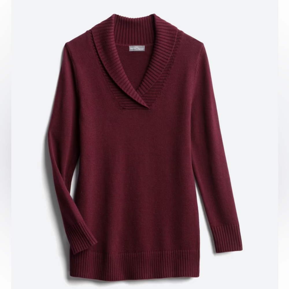 Never worn Market & Spruce Maroon Vaolla Shawl Collar Cotton Pullover Size L